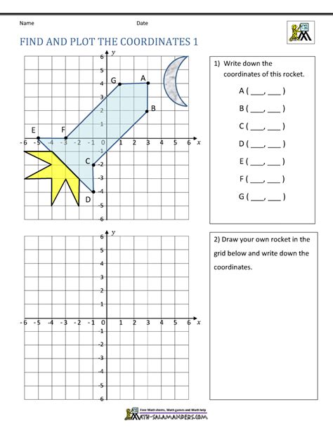 Free Printable Coordinate Graphing Pictures Worksheets