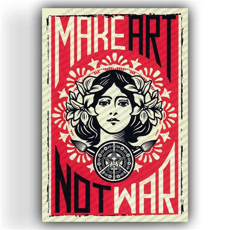 Make Art Not War Ahşap Retro Vintage Poster - Retro Ahşap Poster