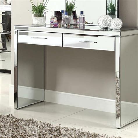 Contemporary Mirrored Console Table With 2 Drawers For Extra Storage ...