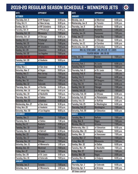 Winnipeg Jets 2019-20 Regular Season Schedule – Illegal Curve Hockey