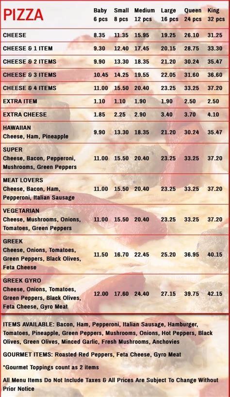 Golden Crust Pizzeria & Chicken menu in Amherstburg, Ontario