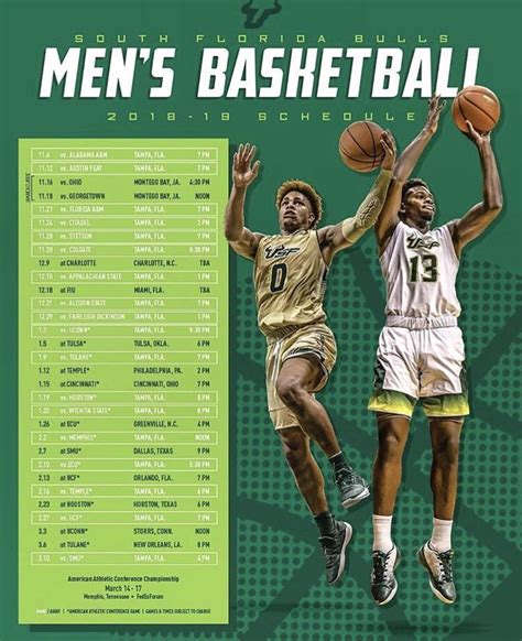 Full Men’s Basketball schedule released : r/USF