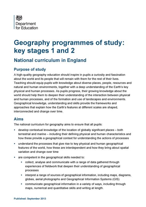 Primary national curriculum - Geography - SCI 300 - NU - Studocu