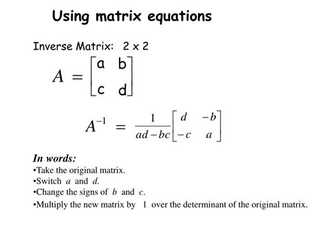 PPT - Determinants, Inverse Matrices & Solving PowerPoint Presentation - ID:7089390