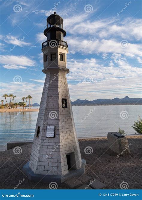 Lighthouse Replica at Lake Havasu, Arizona Stock Image - Image of lakes ...