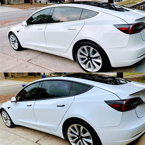 Before and After of White Tesla Model 3 with chrome delete – Tesla Model 3 Wiki