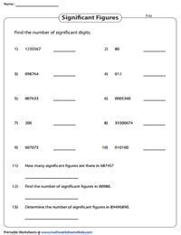 Significant Figures Worksheets