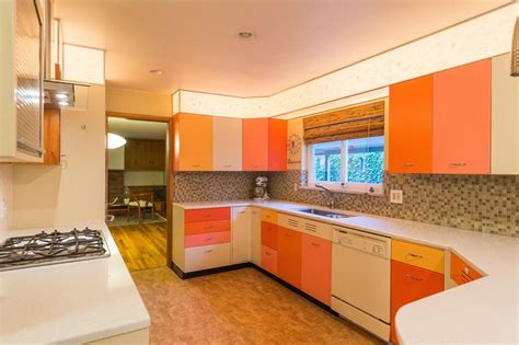 Groovy midcentury home with retro orange kitchen asks $660K | Retro ...