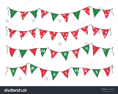 Cartoon Christmas Pennant Banner Flags Set Stock Vector (Royalty Free ...