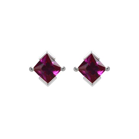 July Birthstone Earrings in Sterling Silver & Ruby - Eliza Wills Jewellery