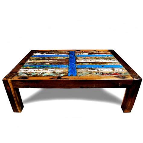 Shop Ecologica Reclaimed Wood Blue Stripe Coffee Table - Free Shipping Today - Overstock.com ...