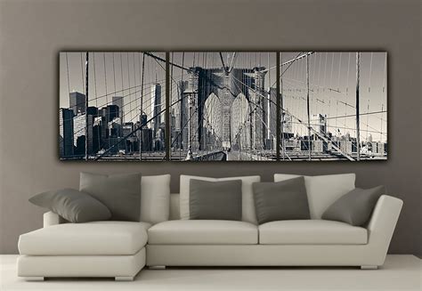 New York Brooklyn Bridge Canvas Wall Art Black and White New