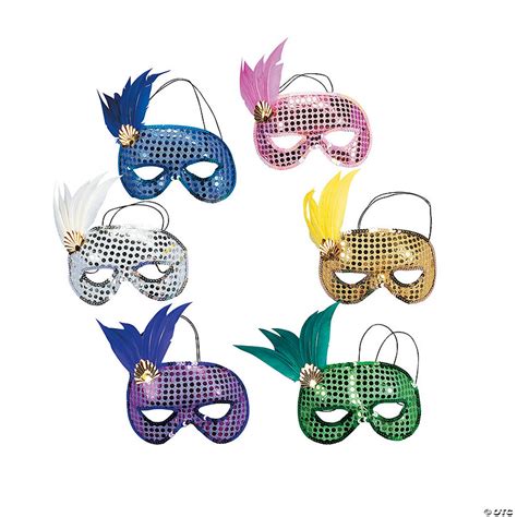 Sequin & Feather Mardi Gras Masks | Oriental Trading