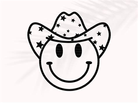 Cowboy Smiley Face Svg Happy Face Cowboy Hat Png Western - Etsy Australia