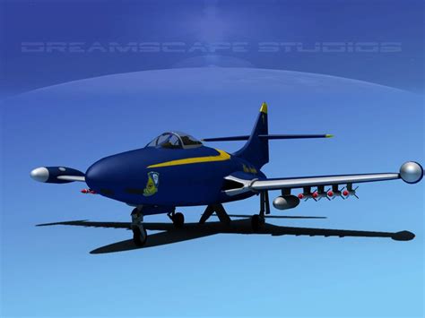 Grumman F9F-5 Panther Blue Angels 3D Model by Dreamscape Studios