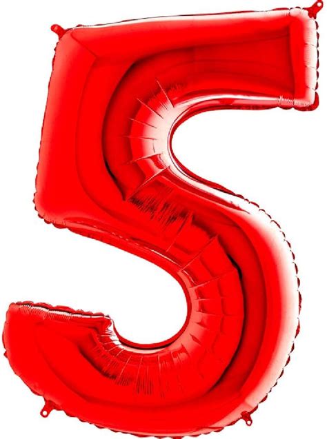 Toyland® 40″ Foil Number Balloon – Party Decorations – Assorted Colours & Numbers (Red, Number 5 ...