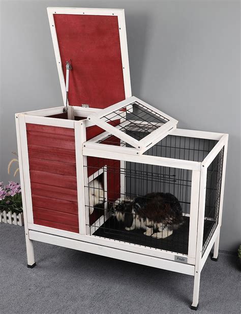 Petsfit Wooden Rabbit Hutch, Red - Chewy.com