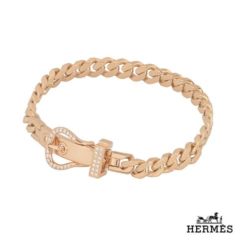 Hermes Rose Gold Diamond Boucle Sellier Bracelet | Rich Diamonds