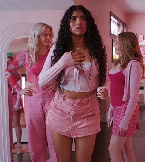 Pink Flap Pocket Button Front Denim Skort of Avantika Vandanapu as Karen Shetty in Mean Girls (2024)