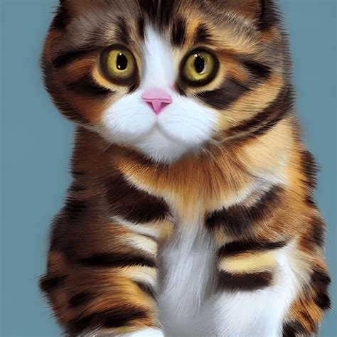 Adorable Calico Brindle Cat Disney Illustration Style · Creative Fabrica