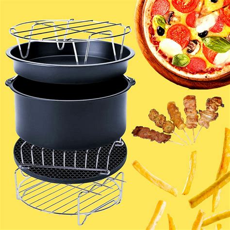 8'' 6-in-1 Air Fryer Accessory Cooking & Baking Accessories Set Includes Dish, Pan & Layered ...