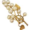 Beryl Lane - Vintage 9ct Gold Akoya Pearl Brooch, Branch Leaf Spray Design