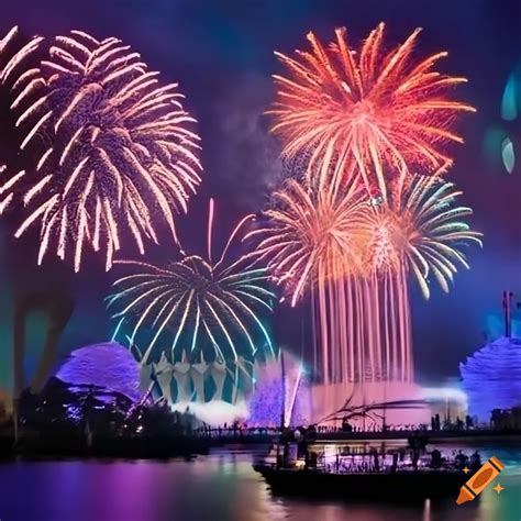 Realistic epcot center fireworks at night on Craiyon