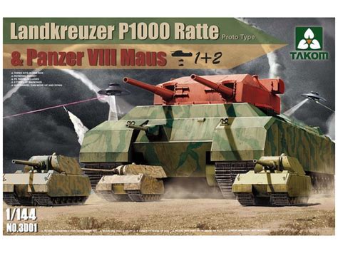 Takom 1/144 Landkreuzer P1000 Ratte & Panzer VIII Maus Model Kit | at Mighty Ape Australia