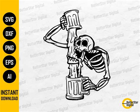 Skeleton Drinking Beer SVG Lager SVG Party Alcoholic Drink - Etsy in ...