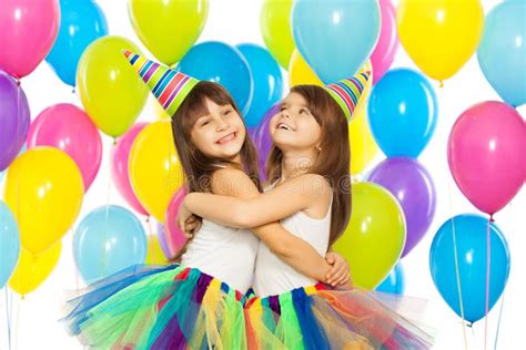 Two Little Girls at Birthday Party Stock Image - Image of event ...