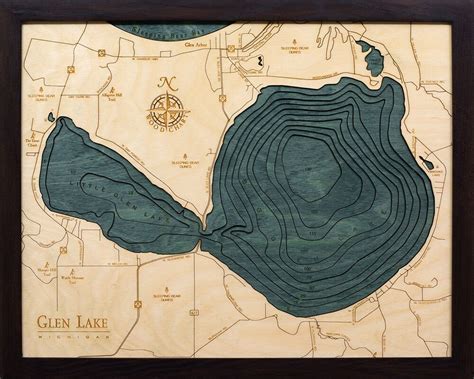 Bathymetric Map Glen Lake, Michigan - Scrimshaw Gallery