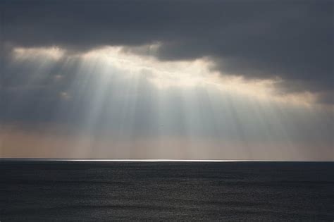 HD wallpaper: sun rays through clouds, nature, sea, sky, sunlight ...