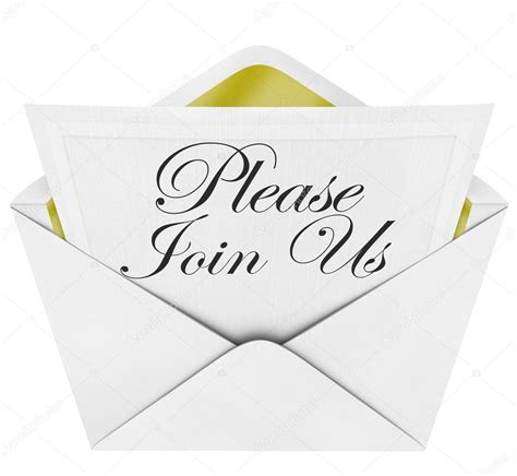 Please Join Us Official Invitation Envelope Note — Stock Photo ...