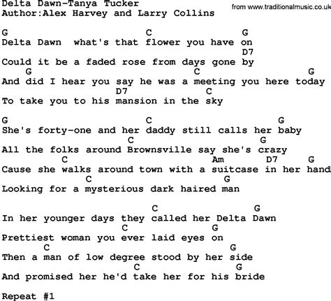 Country Music:Delta Dawn-Tanya Tucker Lyrics and Chords