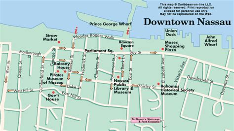 Map of Downtown Nassau, Bahamas