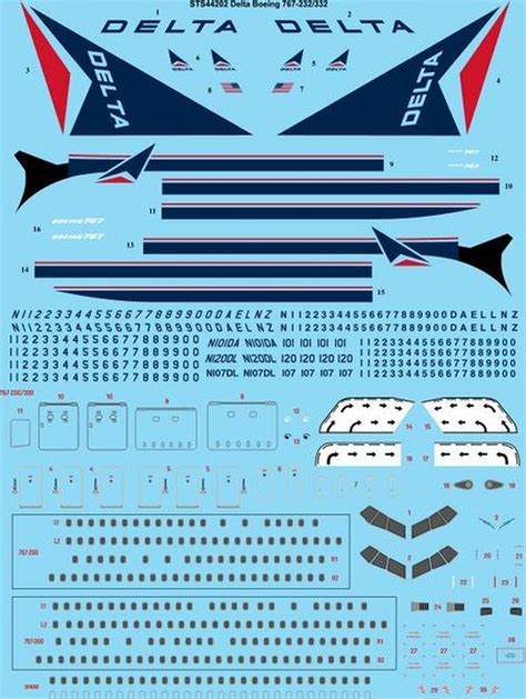 1/144 Scale Decal Delta Boeing 767-232/332/ER