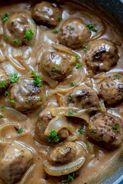 meatballs in brown onion gravy | Meatball recipes easy, Recipes, Meatball dishes