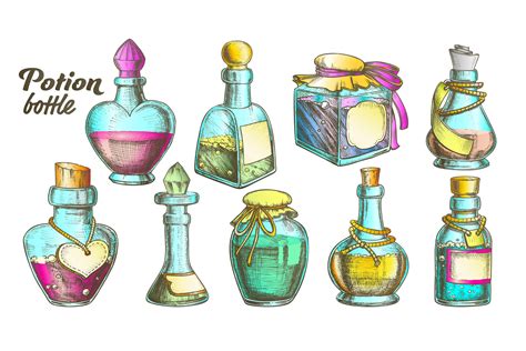 Potion Bottles Color Collection Set Graphic by pikepicture · Creative Fabrica