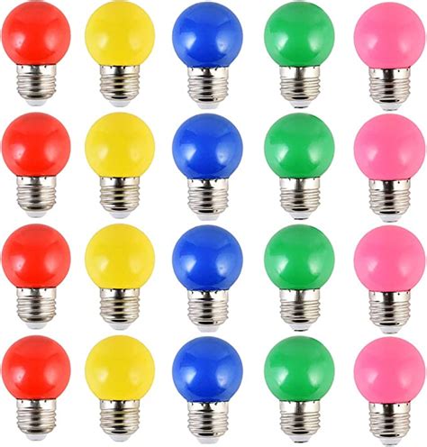 20PCS 2W E27 ampoule couleur, ampoule LED couleur unique, 200LM Lampe ...