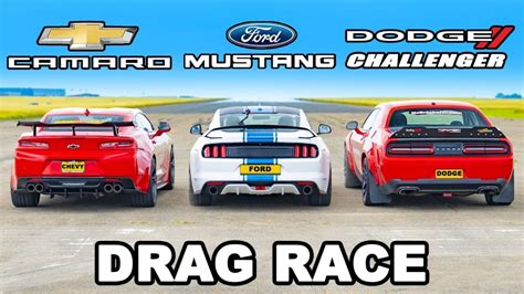 Drag Race: Mustang vs Camaro vs Charger