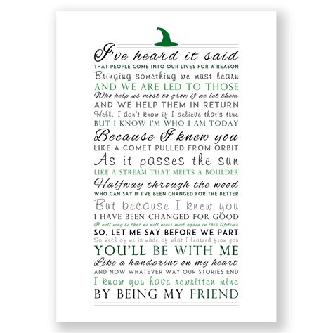 "For Good" Wicked Lyrics Print - Wall Art Printable Prints