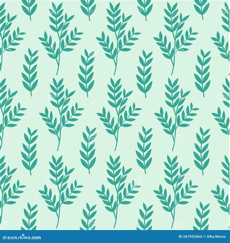 Seamless Pattern with Green Leaves on a Light Background. Floral ...