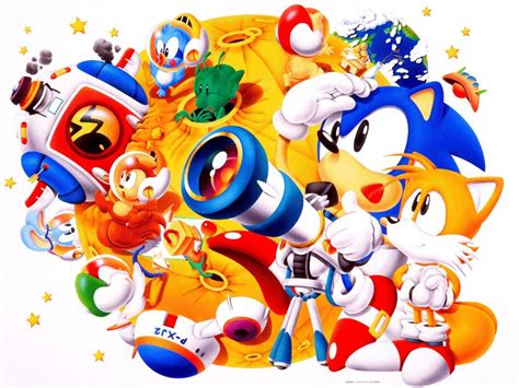 Sonic, Tails, a telescope, and a large view of another planet and the animals on it | Sonic the ...