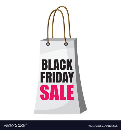 Shopping bag black friday sale icon cartoon style Vector Image