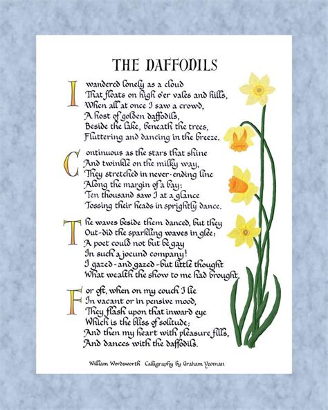 Daffodils Famous poem by William Wordsworth I wandered | Etsy in 2021 | Famous poems, Daffodils ...