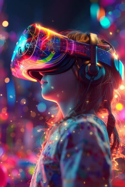 Premium Photo | Girl wearing virtual reality headset