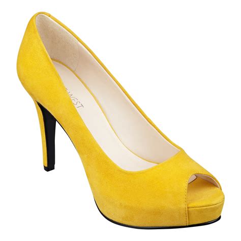 Nine west Camya Platform Heels in Yellow (YELLOW SUEDE) | Lyst