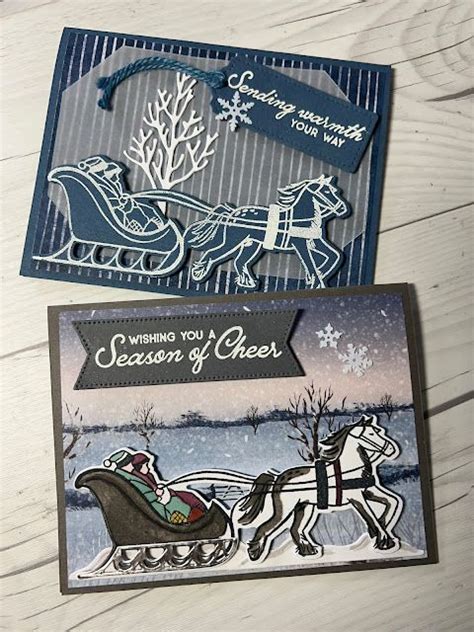 Fun card using Horse & Sleigh Stamp Set and Dies from Stampin' Up! in 2023 | One horse open ...