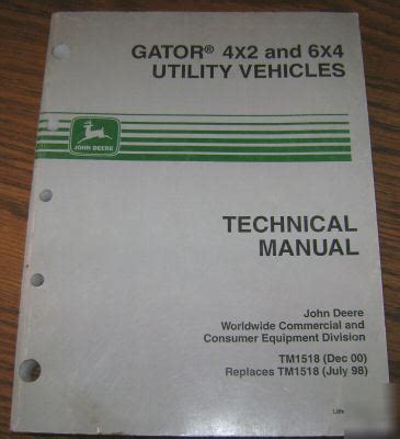 John deere 4X2 & 6X4 gator vehicle technical manual jd