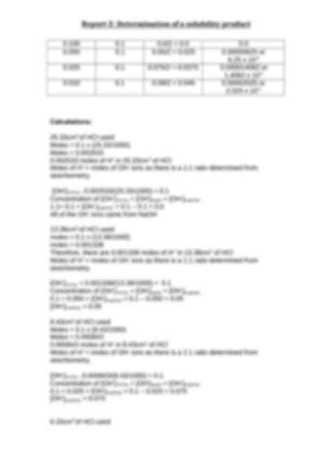 solubility product constant lab calcium hydroxide results